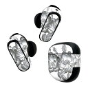 Bose QuietComfort Earbuds II 用 スキンシール ボーズ イヤバッズ2 用 ステッカー 本体3セット ケース1セット 保護 フィルム デコ 花 フラワー 鉛筆画 023753(2)
