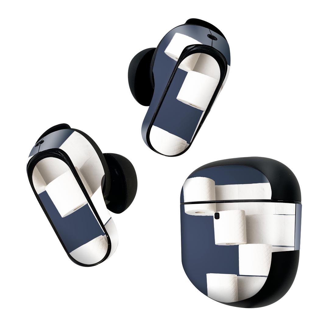Bose QuietComfort Earbuds II 用 スキンシール ボーズ イヤバッズ2 用　ステッカー　本体3セット ケース1セット 保護 フィルム デコ トイレットペーパー　ロール　写真 023891