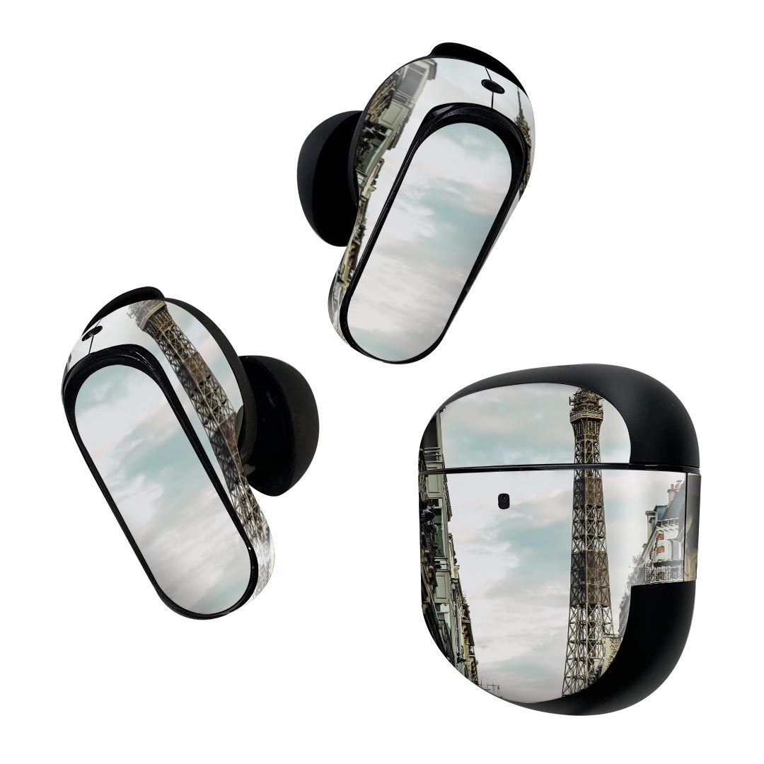 Bose QuietComfort Earbuds II 用 スキンシール ボーズ イヤバッズ2 用　ステッカー　本体3セット ケース1セット 保護 フィルム デコ 都市　風景　街並み 023895