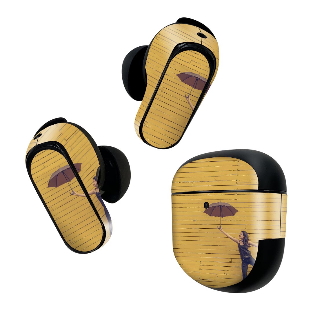 Bose QuietComfort Earbuds II 用 スキンシール ボーズ イヤバッズ2 用　ステッカー　本体3セット ケース1セット 保護 フィルム デコ 傘　人物　女性 023979