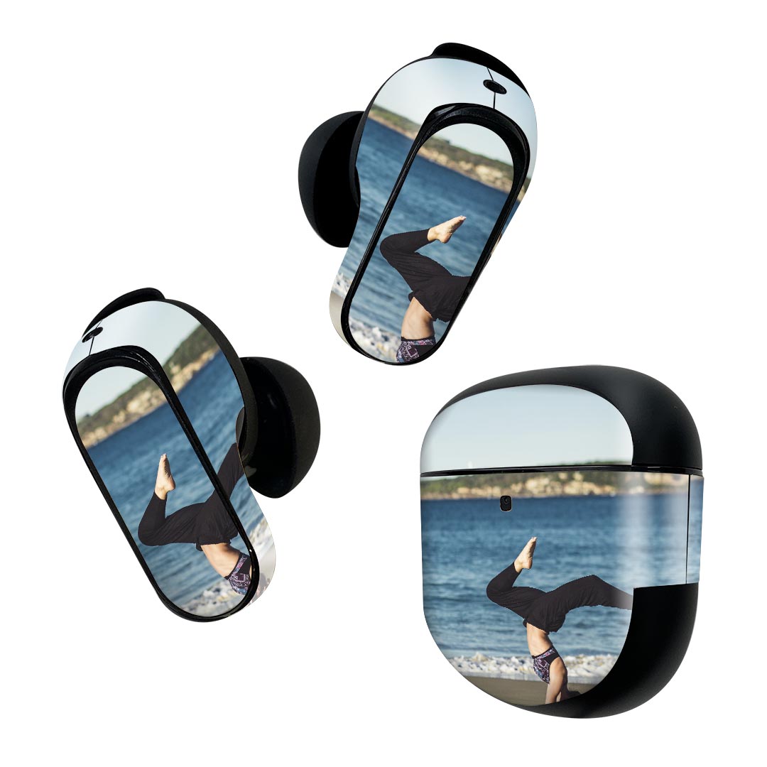 Bose QuietComfort Earbuds II 用 スキンシール ボーズ イヤバッズ2 用 ステッカー 本体3セット ケース1セット 保護 フィルム デコ ヨガ 運動 写真 023992