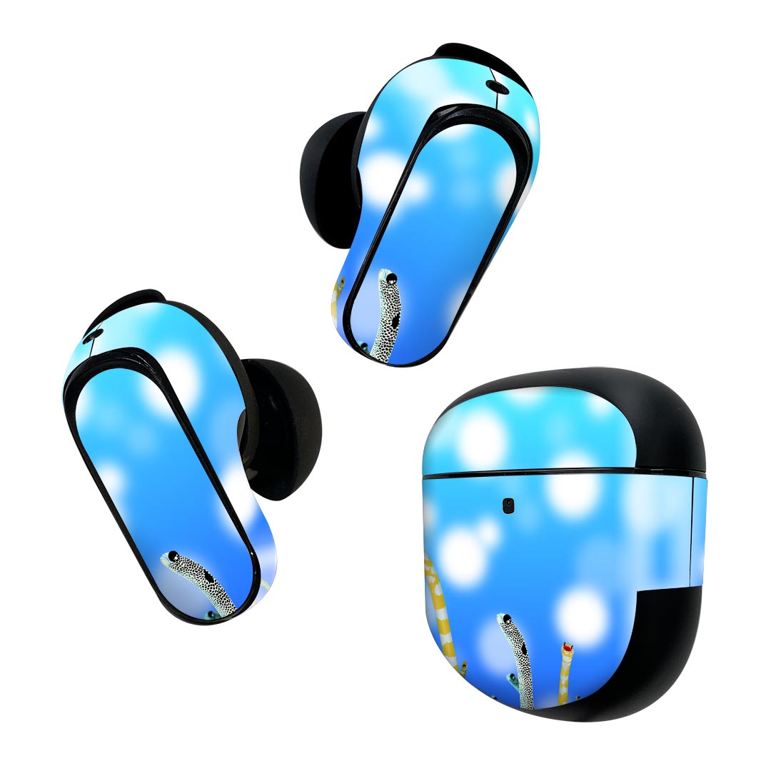 Bose QuietComfort Earbuds II 用 スキンシール ボーズ イヤバッズ2 用　ステッカー　本体3セット ケース1セット 保護 フィルム デコ チンアナゴ　海　生き物 025640