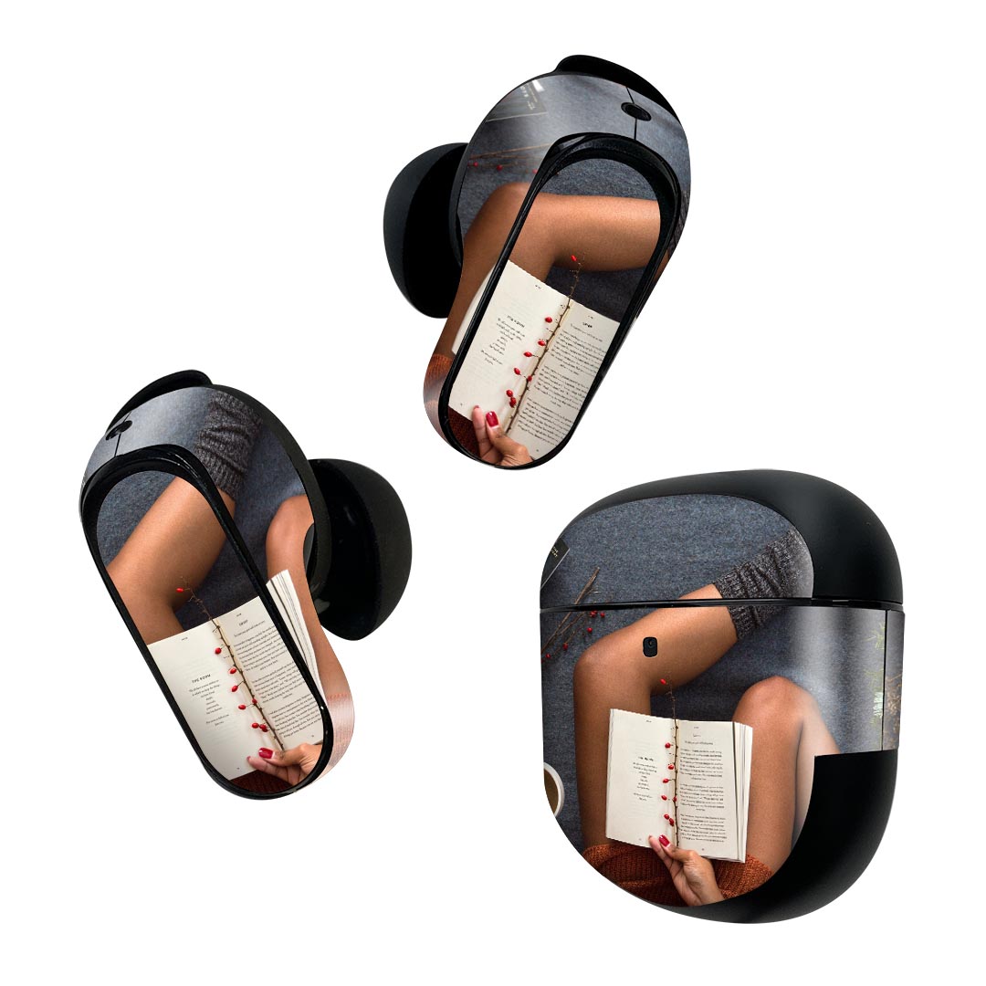 Bose QuietComfort Earbuds II 用 スキンシール ボーズ イヤバッズ2 用　ステッカー　本体3セット ケース1セット 保護 フィルム デコ 女性　本　コーヒー 025691