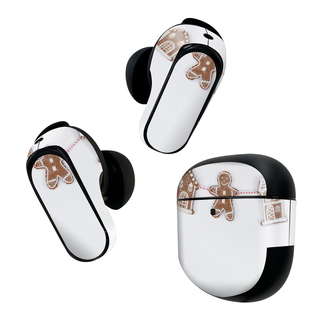 Bose QuietComfort Earbuds II 用 スキンシール ボーズ イヤバッズ2 用　ステッカー　本体3セット ケース1セット 保護 フィルム デコ クリスマス　ガーランド　クッキー 025989