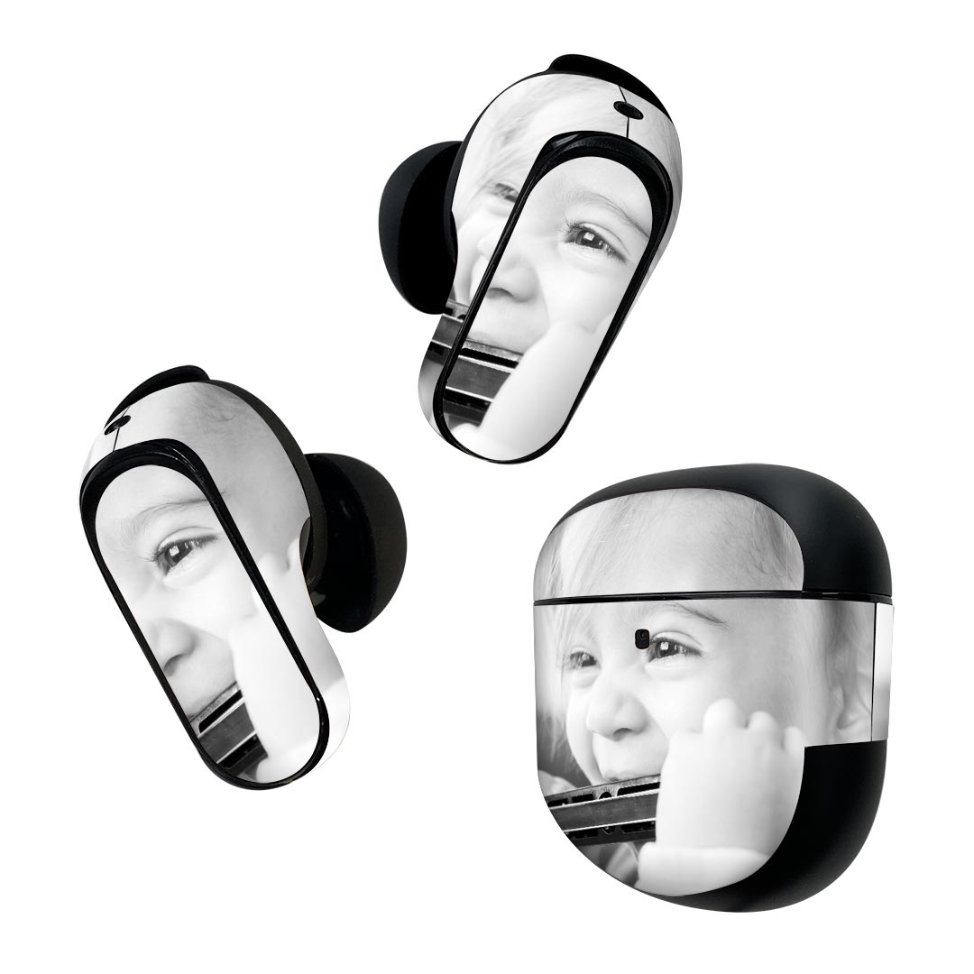 Bose QuietComfort Earbuds II 用 スキンシール ボーズ イヤバッズ2 用　ステッカー　本体3セット ケース1セット 保護 フィルム デコ 子供　女の子　ハーモニカ　音楽 026096