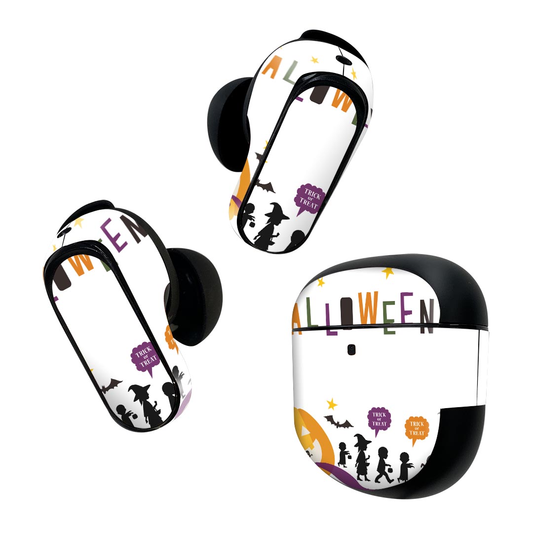 Bose QuietComfort Earbuds II 用 スキンシール ボーズ イヤバッズ2 用　ステッカー　本体3セット ケース1セット 保護 フィルム デコ ハロウィン かぼちゃ　子供　Halloween 026134