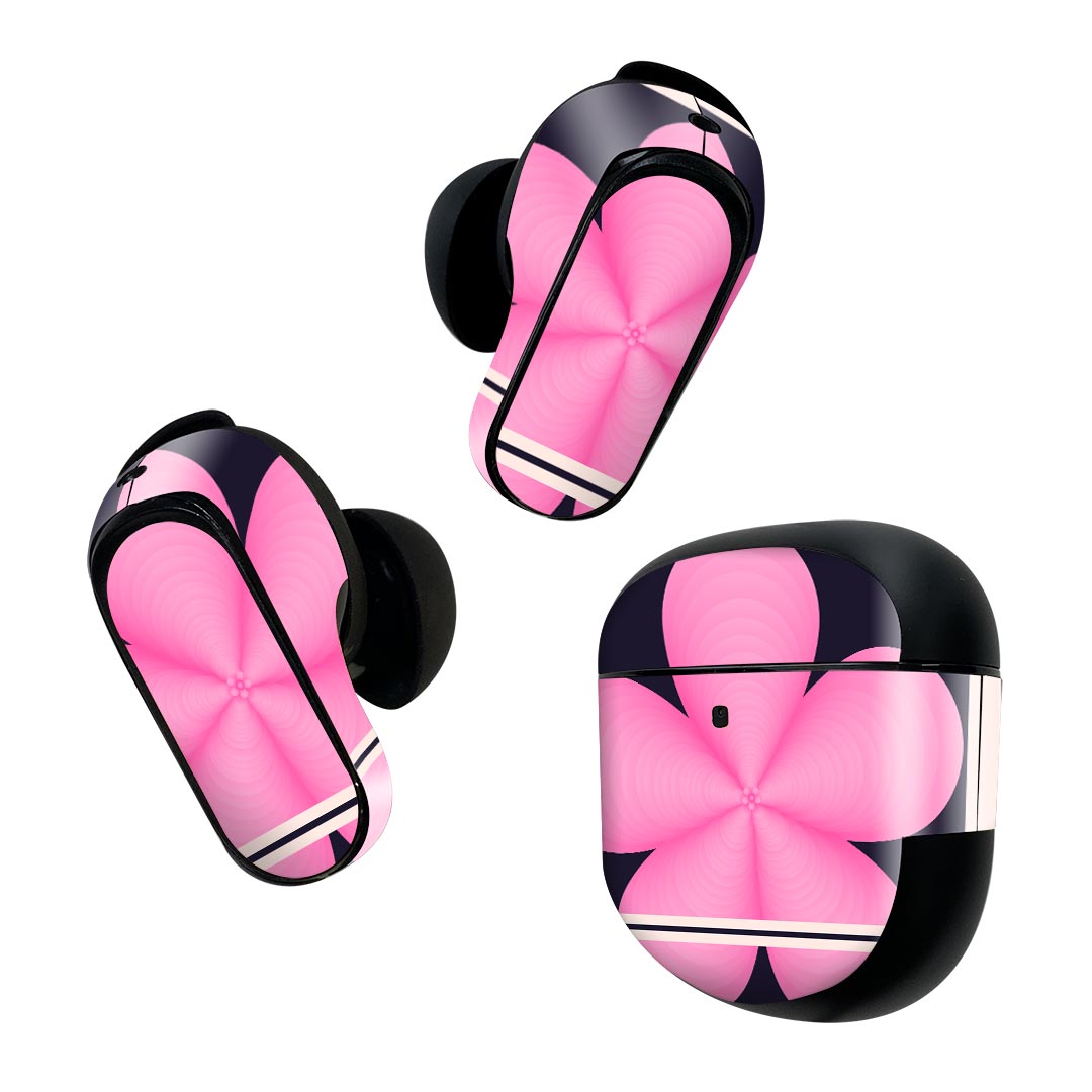 Bose QuietComfort Earbuds II 用 スキンシール ボーズ イヤバッズ2 用　ステッカー　本体3セット ケース1セット 保護 フィルム デコ 花　柄 026199