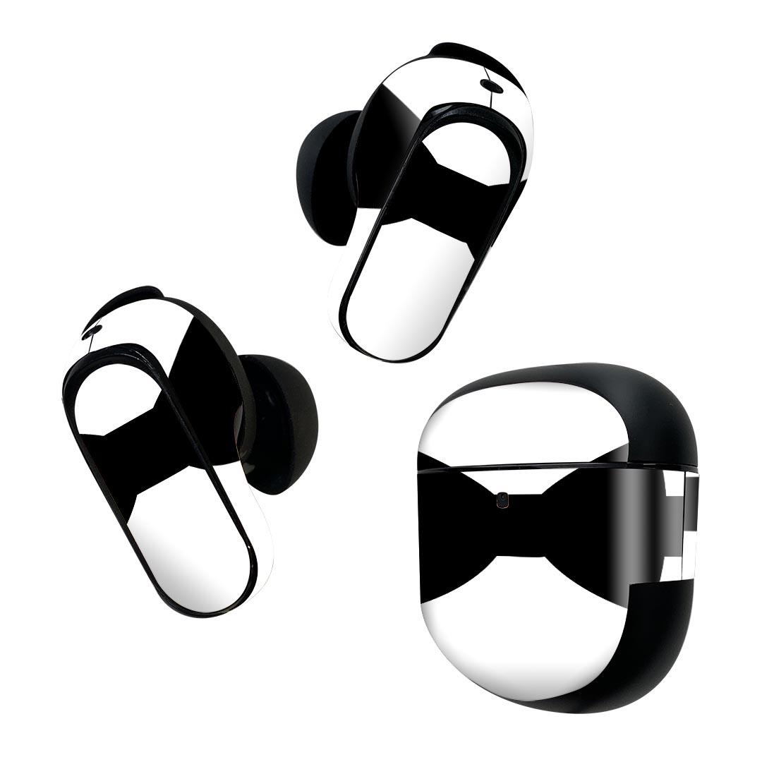Bose QuietComfort Earbuds II 用 スキンシール ボーズ イヤバッズ2 用 ステッカー 本体3セット ケース1セット 保護 フィルム デコ リボン 蝶ネクタイ 026204