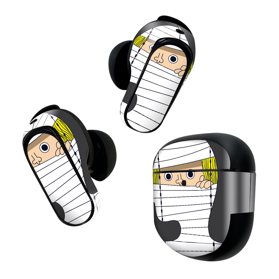 Bose QuietComfort Earbuds II 用 スキンシール ボーズ イヤバッズ2 用　ステッカー　本体3セット ケース1セット 保護 フィルム デコ ハロウィン　包帯　Halloween 026226