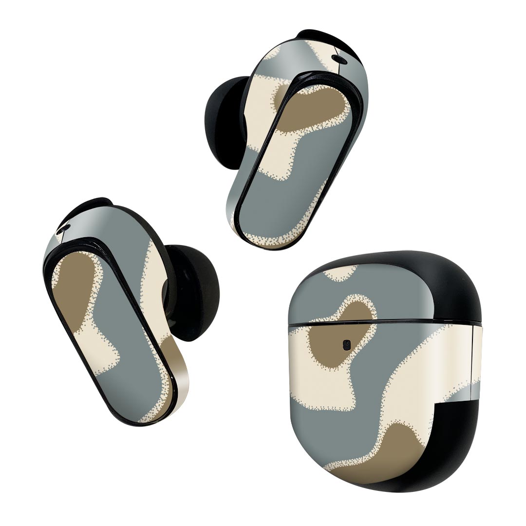 Bose QuietComfort Earbuds II 用 スキンシール ボーズ イヤバッズ2 用 ステッカー 本体3セット ケース1セット 保護 フィルム デコ 迷彩 カモフラ 模様 004014