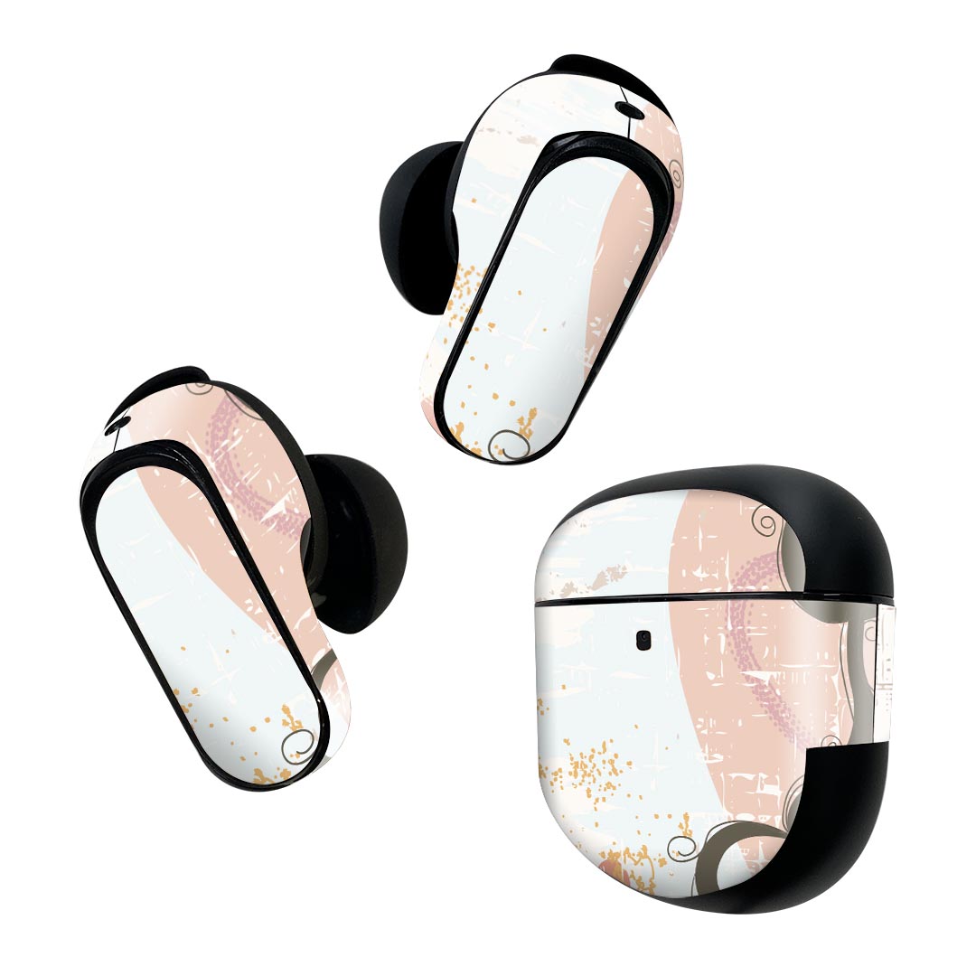 Bose QuietComfort Earbuds II 用 スキンシール ボーズ イヤバッズ2 用 ステッカー 本体3セット ケース1セット 保護 フィルム デコ 猫 動物 イラスト 004042