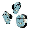 Bose QuietComfort Earbuds II 用 スキンシール ボーズ イヤバッズ2 用 ステッカー 本体3セット ケース1セット 保護 フィルム デコ 海 魚 青 004045(2)