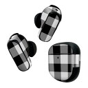 Bose QuietComfort Earbuds II 用 スキンシール ボーズ イヤバッズ2 用 ステッカー 本体3セット ケース1セット 保護 フィルム デコ チェック 白 黒 004154(2)