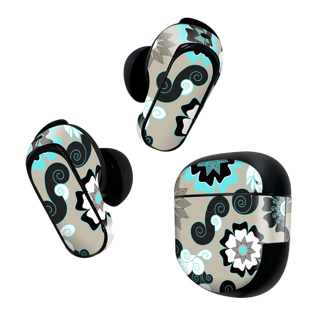 製品名 Bose QuietComfort Earbuds II 専用デザインスキンシール セット内容 Bose QuietComfort Earbuds II 専用シール　イヤホン（左右）3枚、充電ケース用シール 1枚AirPods第3世代専用です。第1?2世代、Proシリーズには対応していません。 商品特徴 再剥離性シートを素材に採用し、細かな位置調整がしやすく貼り直しが容易です。また、エアフリーでもありますので気泡が簡単に逃げるので、キレイに貼ることができます。専用の業務プリンターを使い、商品画像と遜色のない美しい印刷仕上がり。 注意事項 画像はサンプルですので、ご覧の環境によっては多少色味に違いを感じる場合がございます。 イメージと違った、モニターと色味が異なるという理由での交換や返金はご対応出来かねます。スキンシールのみの販売で、機器本体や充電ケース本体は付属しません。シワができた場合、ドライヤーなどで軽く温め、外側に向けてシワを伸ばすように貼ってください。初回貼付時の位置調整や貼り直しは可能ですが、しっかりと押し付けて接着させた後の再剥離、再利用は保証しておりません。また接着部に油分や汚れが付着しますと角の部分は剥がれやすくなりますので、貼付時はあまり触れないようにご注意ください。無地のセミグロスシートにデザインをプリントした商品で、デコなどの加工はございません。 凹凸や光沢があるように見えたり布地や金属を素材にしたように見える商品もありますが、デザインの図版によるものです。印刷時に微妙な画像のズレが生じる場合がございます。ご注文後に1点1点制作する受注生産品の為、不良品以外のご返品や交換は固くお断りします。 商品発送 完全受注生産のハンドメイド商品となりますので、既製品と比べて発送までお時間を頂いています。 基本的に決済確認後2~3営業日、最大で10営業日での発送となります。繁忙期や休業日明けの場合はさらに時間がかかる場合があります。 その際には別途メールにてご連絡致します。メール便の場合、発送日から到着までに2?4日ほどかかる場合が多く、紛失などの保障もご対応できかねます。あらかじめご了承下さい。