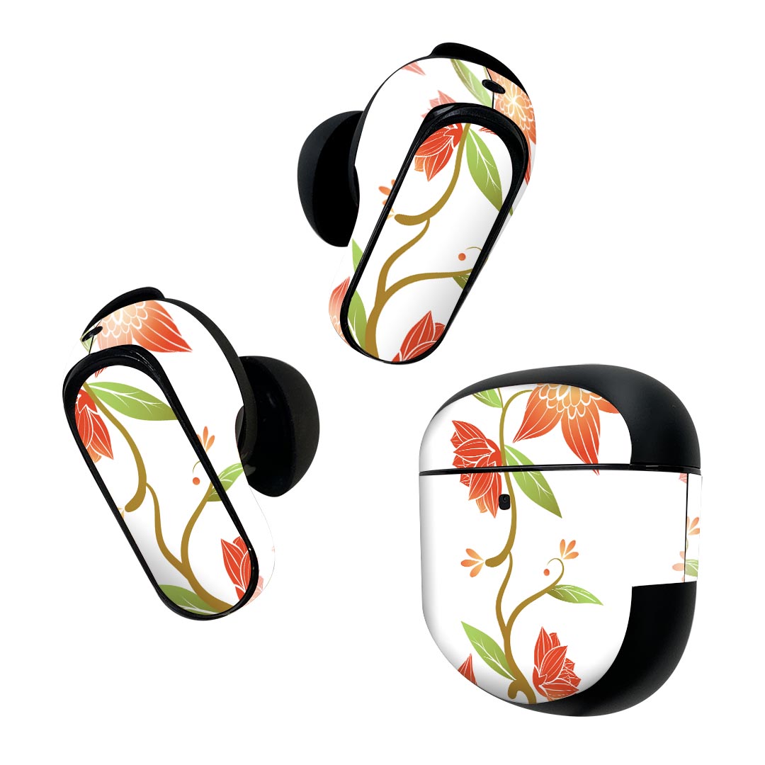 製品名 Bose QuietComfort Earbuds II 専用デザインスキンシール セット内容 Bose QuietComfort Earbuds II 専用シール　イヤホン（左右）3枚、充電ケース用シール 1枚AirPods第3世代専用です。第1?2世代、Proシリーズには対応していません。 商品特徴 再剥離性シートを素材に採用し、細かな位置調整がしやすく貼り直しが容易です。また、エアフリーでもありますので気泡が簡単に逃げるので、キレイに貼ることができます。専用の業務プリンターを使い、商品画像と遜色のない美しい印刷仕上がり。 注意事項 画像はサンプルですので、ご覧の環境によっては多少色味に違いを感じる場合がございます。 イメージと違った、モニターと色味が異なるという理由での交換や返金はご対応出来かねます。スキンシールのみの販売で、機器本体や充電ケース本体は付属しません。シワができた場合、ドライヤーなどで軽く温め、外側に向けてシワを伸ばすように貼ってください。初回貼付時の位置調整や貼り直しは可能ですが、しっかりと押し付けて接着させた後の再剥離、再利用は保証しておりません。また接着部に油分や汚れが付着しますと角の部分は剥がれやすくなりますので、貼付時はあまり触れないようにご注意ください。無地のセミグロスシートにデザインをプリントした商品で、デコなどの加工はございません。 凹凸や光沢があるように見えたり布地や金属を素材にしたように見える商品もありますが、デザインの図版によるものです。印刷時に微妙な画像のズレが生じる場合がございます。ご注文後に1点1点制作する受注生産品の為、不良品以外のご返品や交換は固くお断りします。 商品発送 完全受注生産のハンドメイド商品となりますので、既製品と比べて発送までお時間を頂いています。 基本的に決済確認後2~3営業日、最大で10営業日での発送となります。繁忙期や休業日明けの場合はさらに時間がかかる場合があります。 その際には別途メールにてご連絡致します。メール便の場合、発送日から到着までに2?4日ほどかかる場合が多く、紛失などの保障もご対応できかねます。あらかじめご了承下さい。