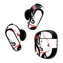 Bose QuietComfort Earbuds II 用 スキンシール ボーズ イヤバッズ2 用 ステッカー 本体3セット ケース1セット 保護 フィルム デコ 花 イラスト 赤 黒 004470(2)