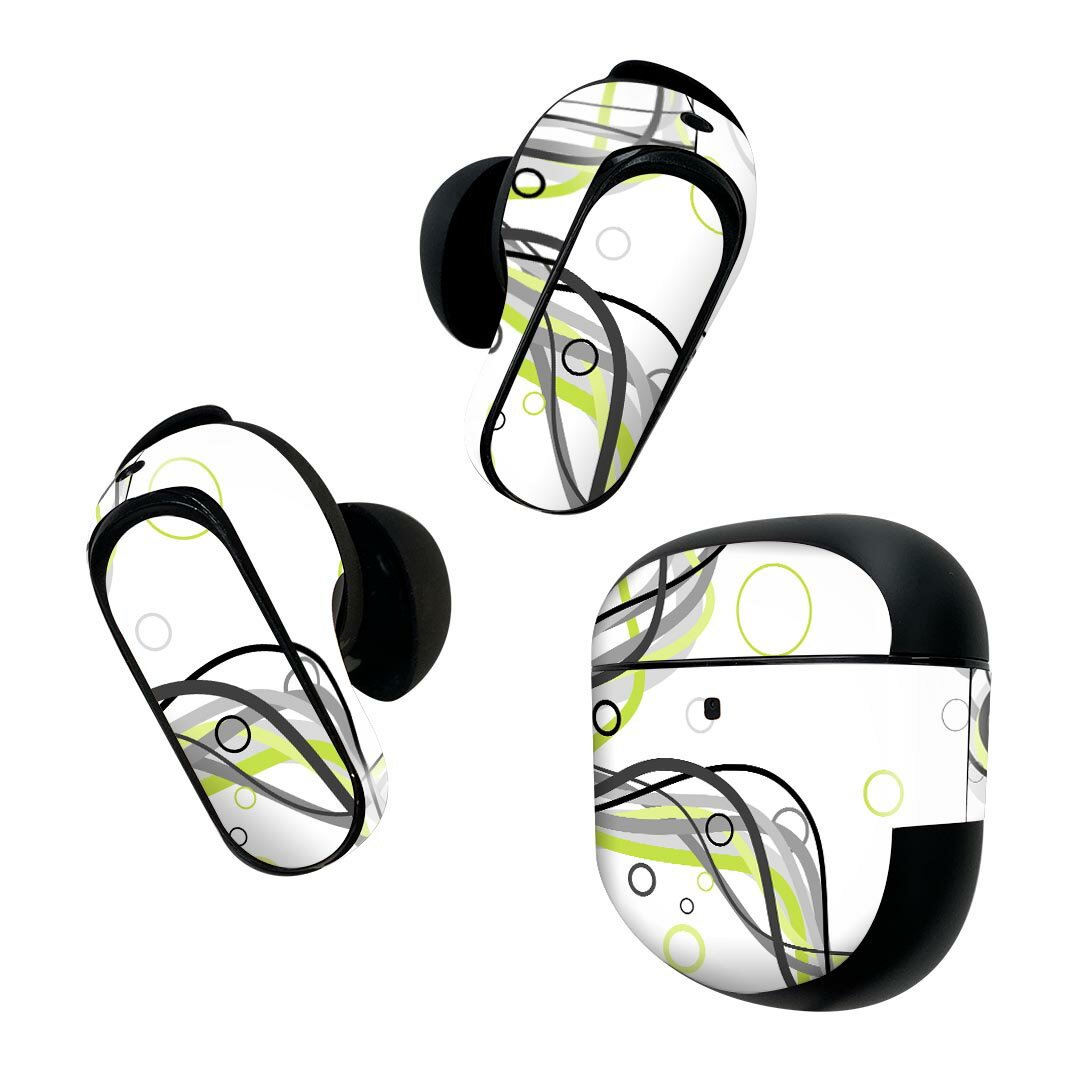 Bose QuietComfort Earbuds II 用 スキンシール ボーズ イヤバッズ2 用　ステッカー　本体3セット ケース1セット 保護 フィルム デコ シンプル　緑 004492