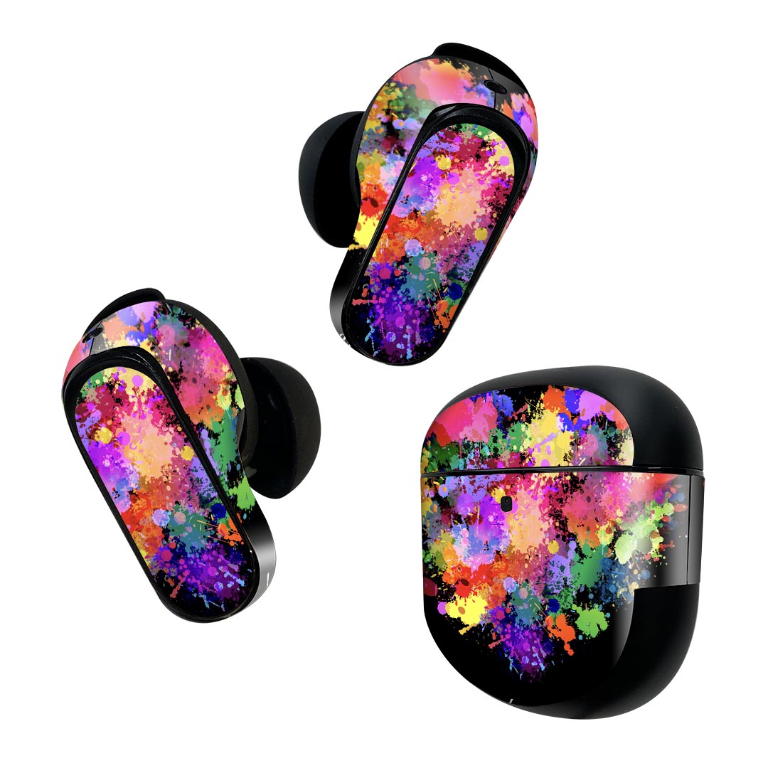 Consumable Goods, Various Parts - Bose QuietComfort Earbuds II 用 スキンシール ボーズ イヤバッズ2 用　ステッカー　本体3セット ケース1セット 保護 フィルム デコ ペイント　カラフル　ハート 004561
