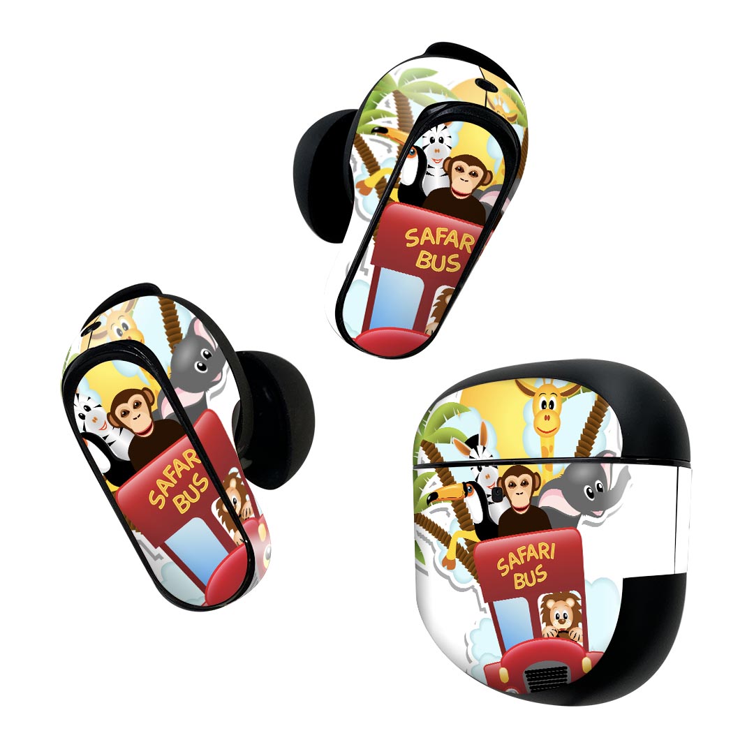 Bose QuietComfort Earbuds II 用 スキンシール ボーズ イヤバッズ2 用　ステッカー　本体3セット ケース1セット 保護 フィルム デコ キャラクター　動物 004766