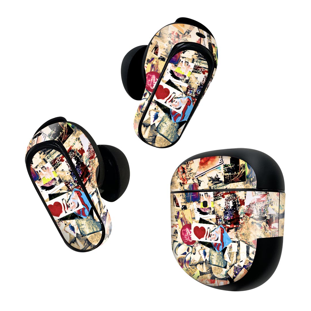Bose QuietComfort Earbuds II 用 スキンシール ボーズ イヤバッズ2 用　ステッカー　本体3セット ケース1セット 保護 フィルム デコ 写真　外国人 004852
