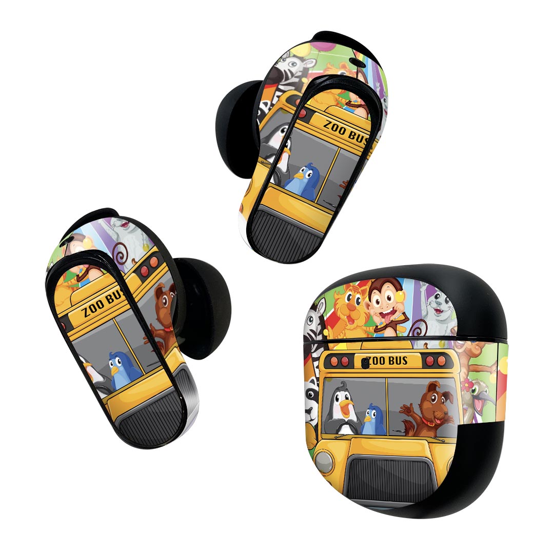 Bose QuietComfort Earbuds II 用 スキンシール ボーズ イヤバッズ2 用　ステッカー　本体3セット ケース1セット 保護 フィルム デコ キャラクター　動物 004858