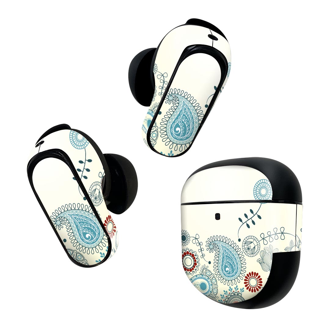 製品名 Bose QuietComfort Earbuds II 専用デザインスキンシール セット内容 Bose QuietComfort Earbuds II 専用シール　イヤホン（左右）3枚、充電ケース用シール 1枚AirPods第3世代専用です。第1?2世代、Proシリーズには対応していません。 商品特徴 再剥離性シートを素材に採用し、細かな位置調整がしやすく貼り直しが容易です。また、エアフリーでもありますので気泡が簡単に逃げるので、キレイに貼ることができます。専用の業務プリンターを使い、商品画像と遜色のない美しい印刷仕上がり。 注意事項 画像はサンプルですので、ご覧の環境によっては多少色味に違いを感じる場合がございます。 イメージと違った、モニターと色味が異なるという理由での交換や返金はご対応出来かねます。スキンシールのみの販売で、機器本体や充電ケース本体は付属しません。シワができた場合、ドライヤーなどで軽く温め、外側に向けてシワを伸ばすように貼ってください。初回貼付時の位置調整や貼り直しは可能ですが、しっかりと押し付けて接着させた後の再剥離、再利用は保証しておりません。また接着部に油分や汚れが付着しますと角の部分は剥がれやすくなりますので、貼付時はあまり触れないようにご注意ください。無地のセミグロスシートにデザインをプリントした商品で、デコなどの加工はございません。 凹凸や光沢があるように見えたり布地や金属を素材にしたように見える商品もありますが、デザインの図版によるものです。印刷時に微妙な画像のズレが生じる場合がございます。ご注文後に1点1点制作する受注生産品の為、不良品以外のご返品や交換は固くお断りします。 商品発送 完全受注生産のハンドメイド商品となりますので、既製品と比べて発送までお時間を頂いています。 基本的に決済確認後2~3営業日、最大で10営業日での発送となります。繁忙期や休業日明けの場合はさらに時間がかかる場合があります。 その際には別途メールにてご連絡致します。メール便の場合、発送日から到着までに2?4日ほどかかる場合が多く、紛失などの保障もご対応できかねます。あらかじめご了承下さい。