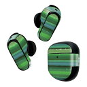 Bose QuietComfort Earbuds II 用 スキンシール ボーズ イヤバッズ2 用 ステッカー 本体3セット ケース1セット 保護 フィルム デコ ボーダー 緑 イラスト 005111(2)