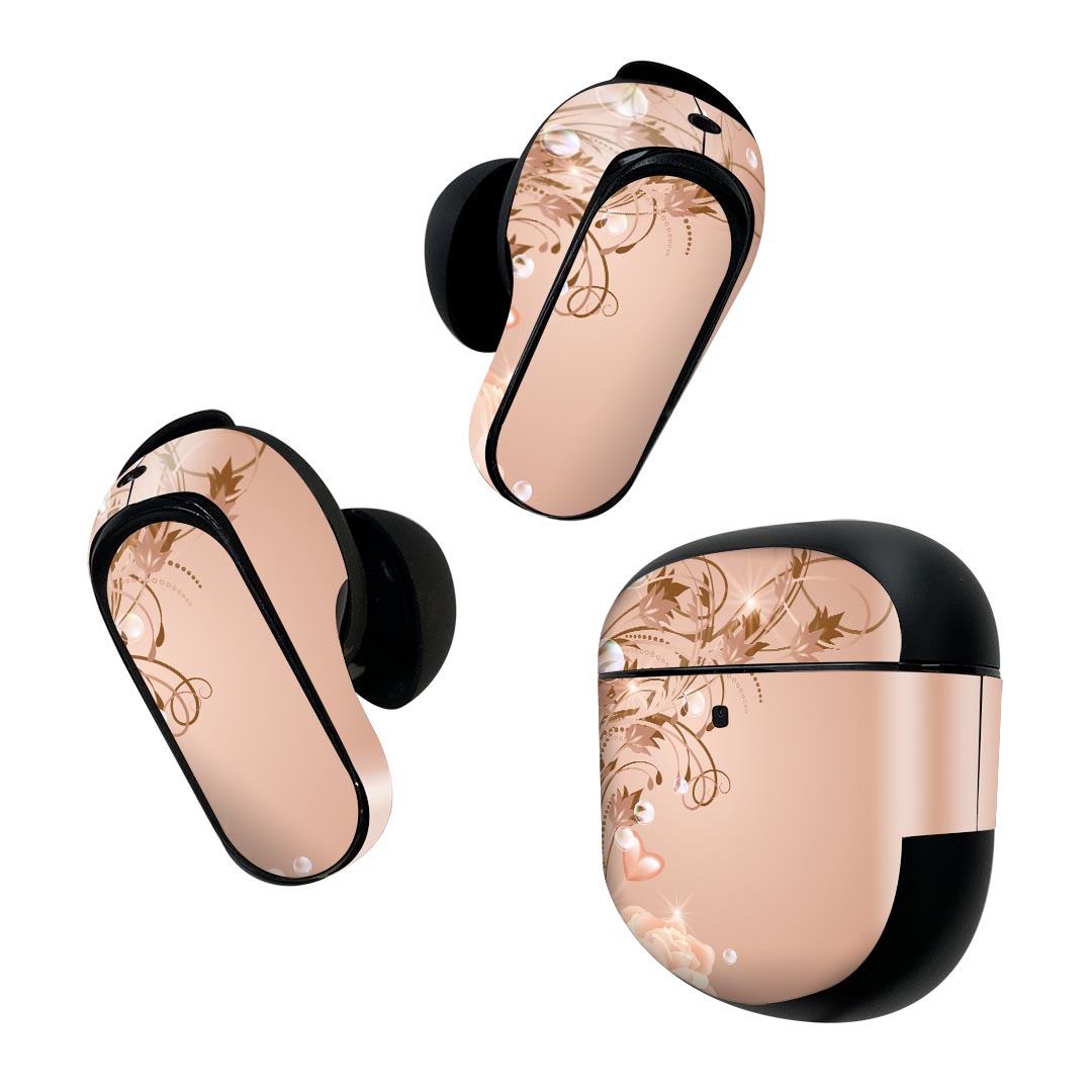 製品名 Bose QuietComfort Earbuds II 専用デザインスキンシール セット内容 Bose QuietComfort Earbuds II 専用シール　イヤホン（左右）3枚、充電ケース用シール 1枚AirPods第3世代専用です。第1?2世代、Proシリーズには対応していません。 商品特徴 再剥離性シートを素材に採用し、細かな位置調整がしやすく貼り直しが容易です。また、エアフリーでもありますので気泡が簡単に逃げるので、キレイに貼ることができます。専用の業務プリンターを使い、商品画像と遜色のない美しい印刷仕上がり。 注意事項 画像はサンプルですので、ご覧の環境によっては多少色味に違いを感じる場合がございます。 イメージと違った、モニターと色味が異なるという理由での交換や返金はご対応出来かねます。スキンシールのみの販売で、機器本体や充電ケース本体は付属しません。シワができた場合、ドライヤーなどで軽く温め、外側に向けてシワを伸ばすように貼ってください。初回貼付時の位置調整や貼り直しは可能ですが、しっかりと押し付けて接着させた後の再剥離、再利用は保証しておりません。また接着部に油分や汚れが付着しますと角の部分は剥がれやすくなりますので、貼付時はあまり触れないようにご注意ください。無地のセミグロスシートにデザインをプリントした商品で、デコなどの加工はございません。 凹凸や光沢があるように見えたり布地や金属を素材にしたように見える商品もありますが、デザインの図版によるものです。印刷時に微妙な画像のズレが生じる場合がございます。ご注文後に1点1点制作する受注生産品の為、不良品以外のご返品や交換は固くお断りします。 商品発送 完全受注生産のハンドメイド商品となりますので、既製品と比べて発送までお時間を頂いています。 基本的に決済確認後2~3営業日、最大で10営業日での発送となります。繁忙期や休業日明けの場合はさらに時間がかかる場合があります。 その際には別途メールにてご連絡致します。メール便の場合、発送日から到着までに2?4日ほどかかる場合が多く、紛失などの保障もご対応できかねます。あらかじめご了承下さい。