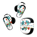 Bose QuietComfort Earbuds II 用 スキンシール ボーズ イヤバッズ2 用 ステッカー 本体3セット ケース1セット 保護 フィルム デコ ハート 鳥 バレンタイン 005286
