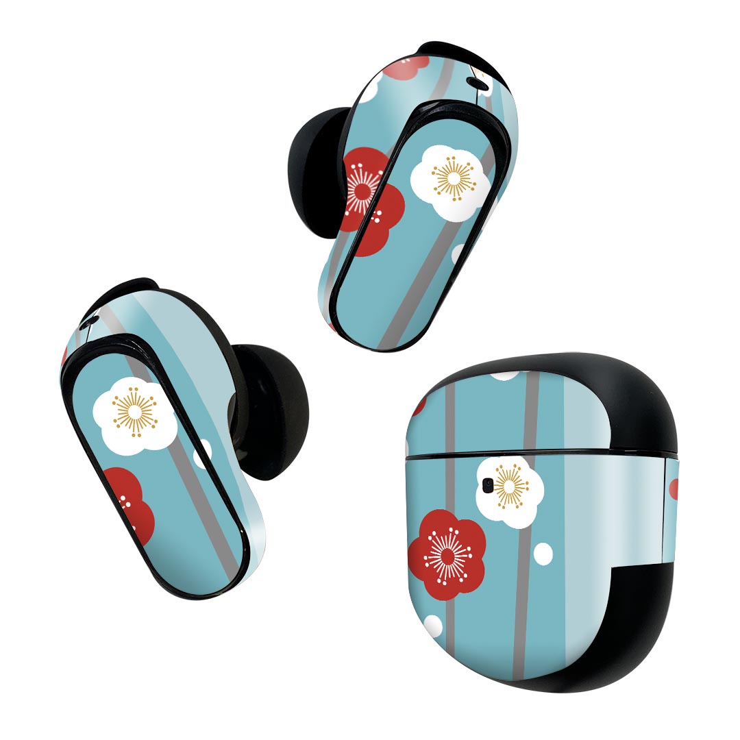 製品名 Bose QuietComfort Earbuds II 専用デザインスキンシール セット内容 Bose QuietComfort Earbuds II 専用シール　イヤホン（左右）3枚、充電ケース用シール 1枚AirPods第3世代専用です。第1?2世代、Proシリーズには対応していません。 商品特徴 再剥離性シートを素材に採用し、細かな位置調整がしやすく貼り直しが容易です。また、エアフリーでもありますので気泡が簡単に逃げるので、キレイに貼ることができます。専用の業務プリンターを使い、商品画像と遜色のない美しい印刷仕上がり。 注意事項 画像はサンプルですので、ご覧の環境によっては多少色味に違いを感じる場合がございます。 イメージと違った、モニターと色味が異なるという理由での交換や返金はご対応出来かねます。スキンシールのみの販売で、機器本体や充電ケース本体は付属しません。シワができた場合、ドライヤーなどで軽く温め、外側に向けてシワを伸ばすように貼ってください。初回貼付時の位置調整や貼り直しは可能ですが、しっかりと押し付けて接着させた後の再剥離、再利用は保証しておりません。また接着部に油分や汚れが付着しますと角の部分は剥がれやすくなりますので、貼付時はあまり触れないようにご注意ください。無地のセミグロスシートにデザインをプリントした商品で、デコなどの加工はございません。 凹凸や光沢があるように見えたり布地や金属を素材にしたように見える商品もありますが、デザインの図版によるものです。印刷時に微妙な画像のズレが生じる場合がございます。ご注文後に1点1点制作する受注生産品の為、不良品以外のご返品や交換は固くお断りします。 商品発送 完全受注生産のハンドメイド商品となりますので、既製品と比べて発送までお時間を頂いています。 基本的に決済確認後2~3営業日、最大で10営業日での発送となります。繁忙期や休業日明けの場合はさらに時間がかかる場合があります。 その際には別途メールにてご連絡致します。メール便の場合、発送日から到着までに2?4日ほどかかる場合が多く、紛失などの保障もご対応できかねます。あらかじめご了承下さい。