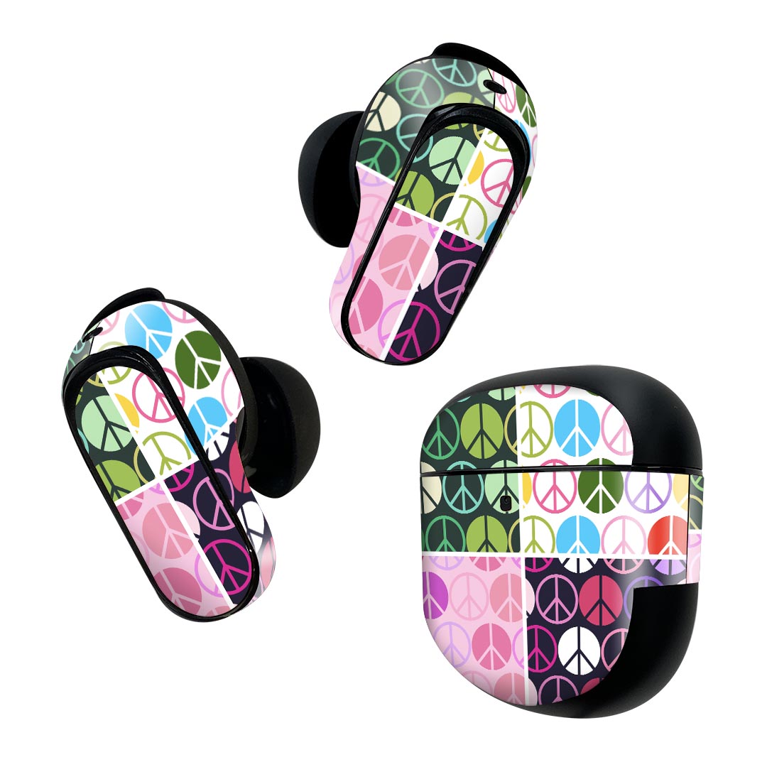 Bose QuietComfort Earbuds II 用 スキンシール ボーズ イヤバッズ2 用　ステッカー　本体3セット ケース1セット 保護 フィルム デコ ピース　カラフル　模様 005346