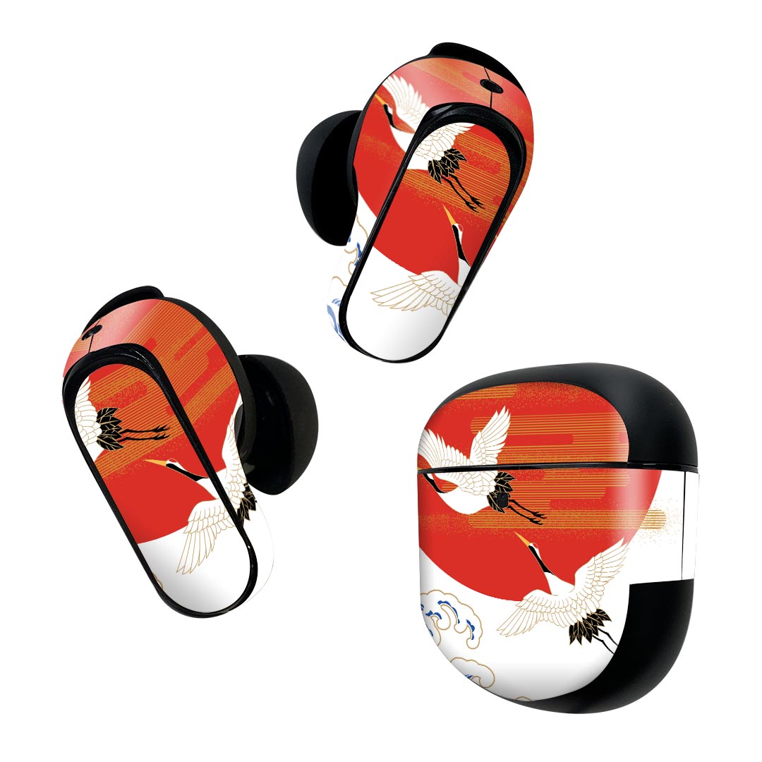 製品名 Bose QuietComfort Earbuds II 専用デザインスキンシール セット内容 Bose QuietComfort Earbuds II 専用シール　イヤホン（左右）3枚、充電ケース用シール 1枚AirPods第3世代専用です。第1?2世代、Proシリーズには対応していません。 商品特徴 再剥離性シートを素材に採用し、細かな位置調整がしやすく貼り直しが容易です。また、エアフリーでもありますので気泡が簡単に逃げるので、キレイに貼ることができます。専用の業務プリンターを使い、商品画像と遜色のない美しい印刷仕上がり。 注意事項 画像はサンプルですので、ご覧の環境によっては多少色味に違いを感じる場合がございます。 イメージと違った、モニターと色味が異なるという理由での交換や返金はご対応出来かねます。スキンシールのみの販売で、機器本体や充電ケース本体は付属しません。シワができた場合、ドライヤーなどで軽く温め、外側に向けてシワを伸ばすように貼ってください。初回貼付時の位置調整や貼り直しは可能ですが、しっかりと押し付けて接着させた後の再剥離、再利用は保証しておりません。また接着部に油分や汚れが付着しますと角の部分は剥がれやすくなりますので、貼付時はあまり触れないようにご注意ください。無地のセミグロスシートにデザインをプリントした商品で、デコなどの加工はございません。 凹凸や光沢があるように見えたり布地や金属を素材にしたように見える商品もありますが、デザインの図版によるものです。印刷時に微妙な画像のズレが生じる場合がございます。ご注文後に1点1点制作する受注生産品の為、不良品以外のご返品や交換は固くお断りします。 商品発送 完全受注生産のハンドメイド商品となりますので、既製品と比べて発送までお時間を頂いています。 基本的に決済確認後2~3営業日、最大で10営業日での発送となります。繁忙期や休業日明けの場合はさらに時間がかかる場合があります。 その際には別途メールにてご連絡致します。メール便の場合、発送日から到着までに2?4日ほどかかる場合が多く、紛失などの保障もご対応できかねます。あらかじめご了承下さい。
