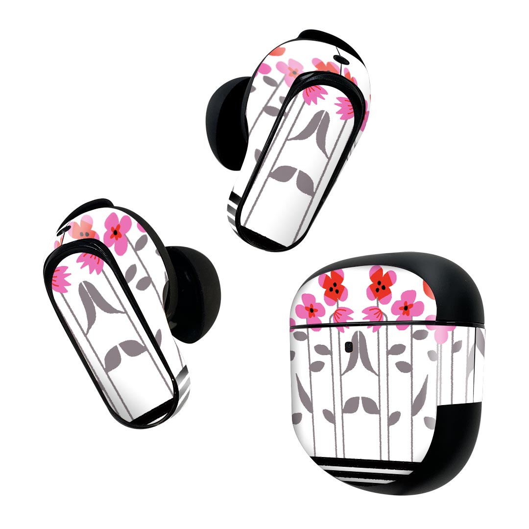 製品名 Bose QuietComfort Earbuds II 専用デザインスキンシール セット内容 Bose QuietComfort Earbuds II 専用シール　イヤホン（左右）3枚、充電ケース用シール 1枚AirPods第3世代専用です。第1?2世代、Proシリーズには対応していません。 商品特徴 再剥離性シートを素材に採用し、細かな位置調整がしやすく貼り直しが容易です。また、エアフリーでもありますので気泡が簡単に逃げるので、キレイに貼ることができます。専用の業務プリンターを使い、商品画像と遜色のない美しい印刷仕上がり。 注意事項 画像はサンプルですので、ご覧の環境によっては多少色味に違いを感じる場合がございます。 イメージと違った、モニターと色味が異なるという理由での交換や返金はご対応出来かねます。スキンシールのみの販売で、機器本体や充電ケース本体は付属しません。シワができた場合、ドライヤーなどで軽く温め、外側に向けてシワを伸ばすように貼ってください。初回貼付時の位置調整や貼り直しは可能ですが、しっかりと押し付けて接着させた後の再剥離、再利用は保証しておりません。また接着部に油分や汚れが付着しますと角の部分は剥がれやすくなりますので、貼付時はあまり触れないようにご注意ください。無地のセミグロスシートにデザインをプリントした商品で、デコなどの加工はございません。 凹凸や光沢があるように見えたり布地や金属を素材にしたように見える商品もありますが、デザインの図版によるものです。印刷時に微妙な画像のズレが生じる場合がございます。ご注文後に1点1点制作する受注生産品の為、不良品以外のご返品や交換は固くお断りします。 商品発送 完全受注生産のハンドメイド商品となりますので、既製品と比べて発送までお時間を頂いています。 基本的に決済確認後2~3営業日、最大で10営業日での発送となります。繁忙期や休業日明けの場合はさらに時間がかかる場合があります。 その際には別途メールにてご連絡致します。メール便の場合、発送日から到着までに2?4日ほどかかる場合が多く、紛失などの保障もご対応できかねます。あらかじめご了承下さい。
