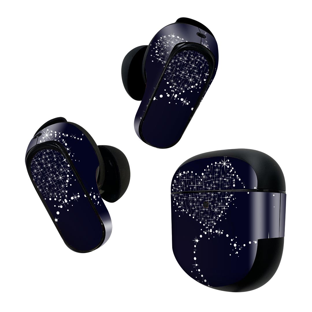 Bose QuietComfort Earbuds II 用 スキンシール ボーズ イヤバッズ2 用　ステッカー　本体3セット ケース1セット 保護 フィルム デコ ハート　きらきら 005703