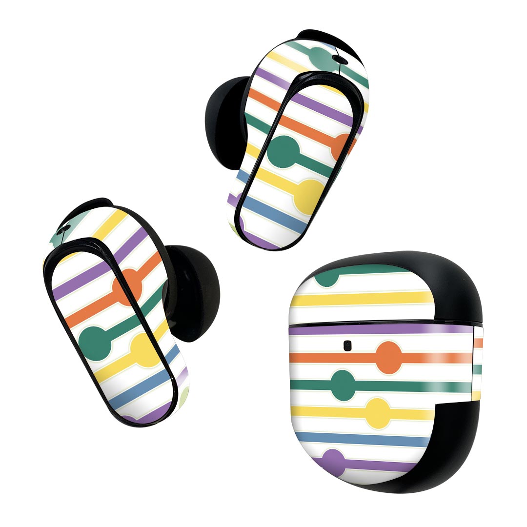 Bose QuietComfort Earbuds II 用 スキンシール ボーズ イヤバッズ2 用　ステッカー　本体3セット ケース1セット 保護 フィルム デコ カラフル　模様 005726(2)