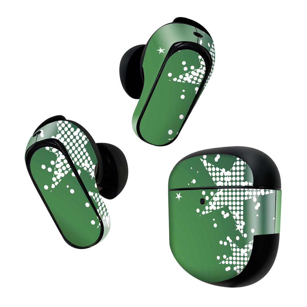 製品名 Bose QuietComfort Earbuds II 専用デザインスキンシール セット内容 Bose QuietComfort Earbuds II 専用シール　イヤホン（左右）3枚、充電ケース用シール 1枚AirPods第3世代専用です。第1?2世代、Proシリーズには対応していません。 商品特徴 再剥離性シートを素材に採用し、細かな位置調整がしやすく貼り直しが容易です。また、エアフリーでもありますので気泡が簡単に逃げるので、キレイに貼ることができます。専用の業務プリンターを使い、商品画像と遜色のない美しい印刷仕上がり。 注意事項 画像はサンプルですので、ご覧の環境によっては多少色味に違いを感じる場合がございます。 イメージと違った、モニターと色味が異なるという理由での交換や返金はご対応出来かねます。スキンシールのみの販売で、機器本体や充電ケース本体は付属しません。シワができた場合、ドライヤーなどで軽く温め、外側に向けてシワを伸ばすように貼ってください。初回貼付時の位置調整や貼り直しは可能ですが、しっかりと押し付けて接着させた後の再剥離、再利用は保証しておりません。また接着部に油分や汚れが付着しますと角の部分は剥がれやすくなりますので、貼付時はあまり触れないようにご注意ください。無地のセミグロスシートにデザインをプリントした商品で、デコなどの加工はございません。 凹凸や光沢があるように見えたり布地や金属を素材にしたように見える商品もありますが、デザインの図版によるものです。印刷時に微妙な画像のズレが生じる場合がございます。ご注文後に1点1点制作する受注生産品の為、不良品以外のご返品や交換は固くお断りします。 商品発送 完全受注生産のハンドメイド商品となりますので、既製品と比べて発送までお時間を頂いています。 基本的に決済確認後2~3営業日、最大で10営業日での発送となります。繁忙期や休業日明けの場合はさらに時間がかかる場合があります。 その際には別途メールにてご連絡致します。メール便の場合、発送日から到着までに2?4日ほどかかる場合が多く、紛失などの保障もご対応できかねます。あらかじめご了承下さい。