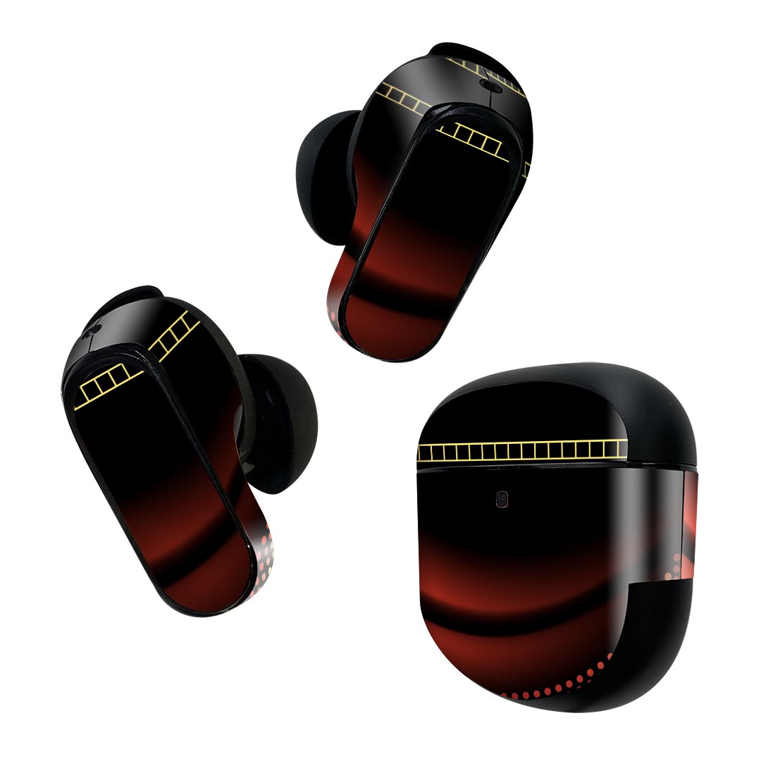 Bose QuietComfort Earbuds II 用 スキンシール ボーズ イヤバッズ2 用　ステッカー　本体3セット ケース1セット 保護 フィルム デコ 赤　レッド　デジタル 005885