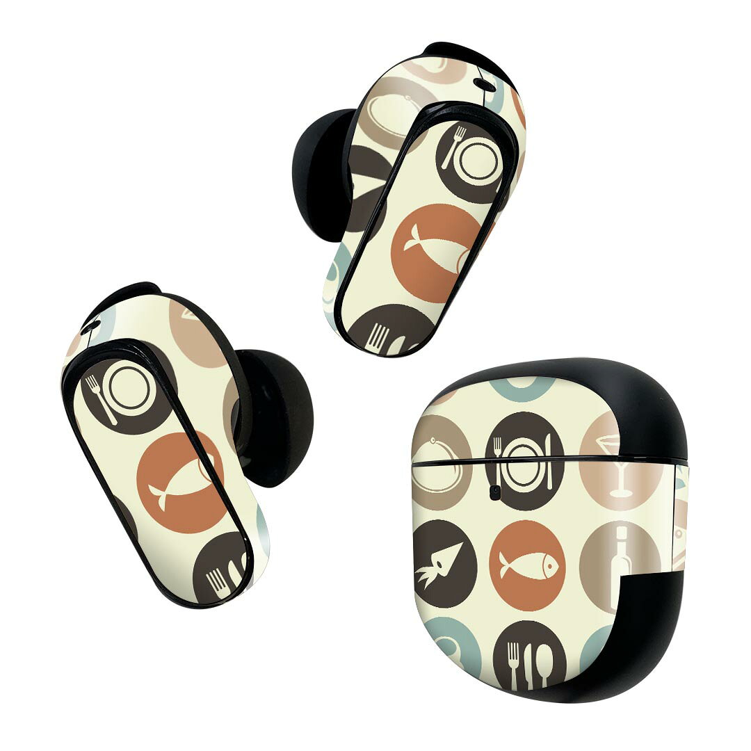 製品名 Bose QuietComfort Earbuds II 専用デザインスキンシール セット内容 Bose QuietComfort Earbuds II 専用シール　イヤホン（左右）3枚、充電ケース用シール 1枚AirPods第3世代専用です。第1?2世代、Proシリーズには対応していません。 商品特徴 再剥離性シートを素材に採用し、細かな位置調整がしやすく貼り直しが容易です。また、エアフリーでもありますので気泡が簡単に逃げるので、キレイに貼ることができます。専用の業務プリンターを使い、商品画像と遜色のない美しい印刷仕上がり。 注意事項 画像はサンプルですので、ご覧の環境によっては多少色味に違いを感じる場合がございます。 イメージと違った、モニターと色味が異なるという理由での交換や返金はご対応出来かねます。スキンシールのみの販売で、機器本体や充電ケース本体は付属しません。シワができた場合、ドライヤーなどで軽く温め、外側に向けてシワを伸ばすように貼ってください。初回貼付時の位置調整や貼り直しは可能ですが、しっかりと押し付けて接着させた後の再剥離、再利用は保証しておりません。また接着部に油分や汚れが付着しますと角の部分は剥がれやすくなりますので、貼付時はあまり触れないようにご注意ください。無地のセミグロスシートにデザインをプリントした商品で、デコなどの加工はございません。 凹凸や光沢があるように見えたり布地や金属を素材にしたように見える商品もありますが、デザインの図版によるものです。印刷時に微妙な画像のズレが生じる場合がございます。ご注文後に1点1点制作する受注生産品の為、不良品以外のご返品や交換は固くお断りします。 商品発送 完全受注生産のハンドメイド商品となりますので、既製品と比べて発送までお時間を頂いています。 基本的に決済確認後2~3営業日、最大で10営業日での発送となります。繁忙期や休業日明けの場合はさらに時間がかかる場合があります。 その際には別途メールにてご連絡致します。メール便の場合、発送日から到着までに2?4日ほどかかる場合が多く、紛失などの保障もご対応できかねます。あらかじめご了承下さい。