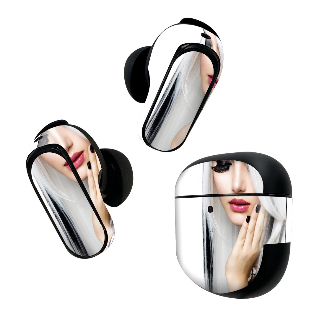 Bose QuietComfort Earbuds II 用 スキンシール ボーズ イヤバッズ2 用 ステッカー 本体3セット ケース1セット 保護 フィルム デコ 写真 人物 006052