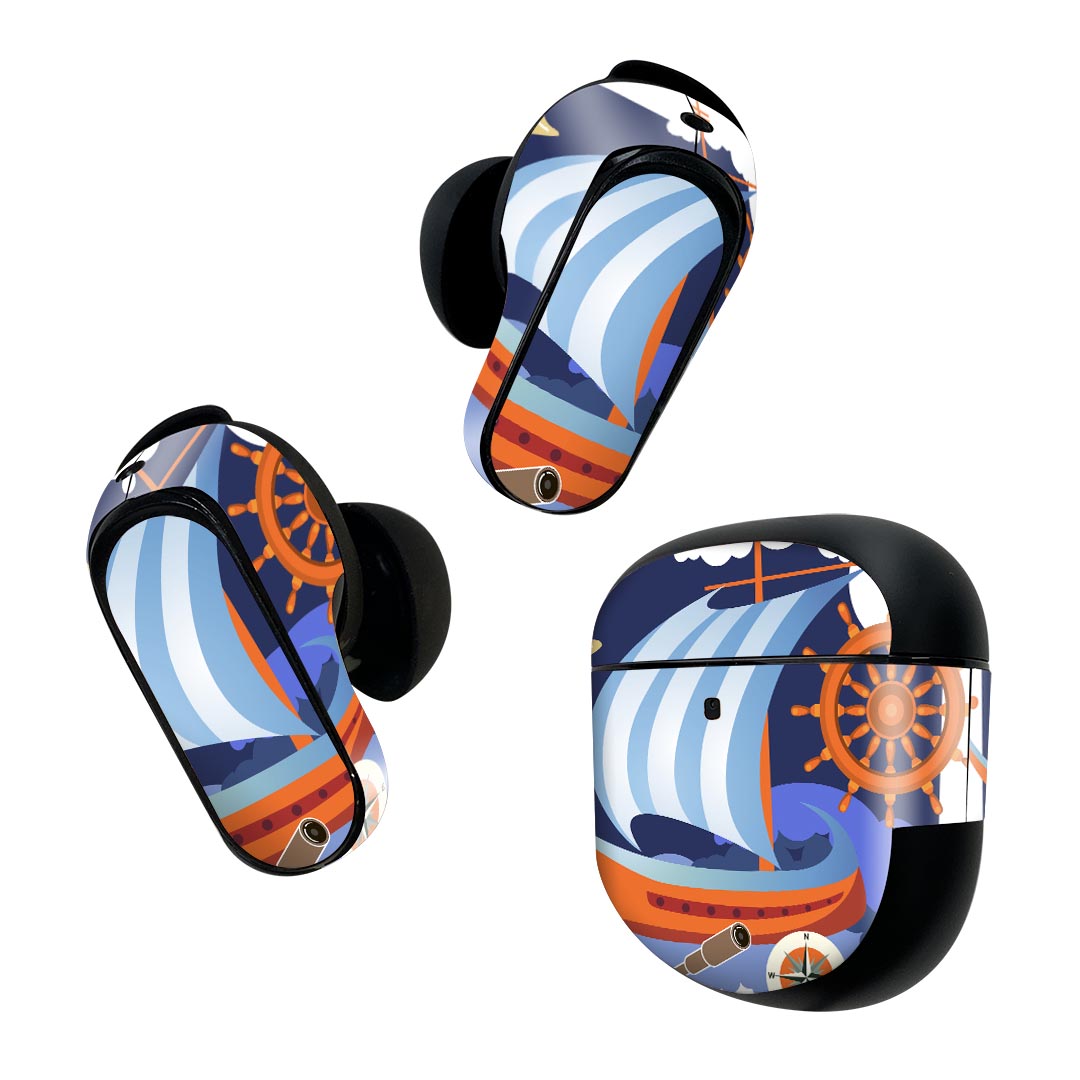 製品名 Bose QuietComfort Earbuds II 専用デザインスキンシール セット内容 Bose QuietComfort Earbuds II 専用シール　イヤホン（左右）3枚、充電ケース用シール 1枚AirPods第3世代専用です。第1?2世代、Proシリーズには対応していません。 商品特徴 再剥離性シートを素材に採用し、細かな位置調整がしやすく貼り直しが容易です。また、エアフリーでもありますので気泡が簡単に逃げるので、キレイに貼ることができます。専用の業務プリンターを使い、商品画像と遜色のない美しい印刷仕上がり。 注意事項 画像はサンプルですので、ご覧の環境によっては多少色味に違いを感じる場合がございます。 イメージと違った、モニターと色味が異なるという理由での交換や返金はご対応出来かねます。スキンシールのみの販売で、機器本体や充電ケース本体は付属しません。シワができた場合、ドライヤーなどで軽く温め、外側に向けてシワを伸ばすように貼ってください。初回貼付時の位置調整や貼り直しは可能ですが、しっかりと押し付けて接着させた後の再剥離、再利用は保証しておりません。また接着部に油分や汚れが付着しますと角の部分は剥がれやすくなりますので、貼付時はあまり触れないようにご注意ください。無地のセミグロスシートにデザインをプリントした商品で、デコなどの加工はございません。 凹凸や光沢があるように見えたり布地や金属を素材にしたように見える商品もありますが、デザインの図版によるものです。印刷時に微妙な画像のズレが生じる場合がございます。ご注文後に1点1点制作する受注生産品の為、不良品以外のご返品や交換は固くお断りします。 商品発送 完全受注生産のハンドメイド商品となりますので、既製品と比べて発送までお時間を頂いています。 基本的に決済確認後2~3営業日、最大で10営業日での発送となります。繁忙期や休業日明けの場合はさらに時間がかかる場合があります。 その際には別途メールにてご連絡致します。メール便の場合、発送日から到着までに2?4日ほどかかる場合が多く、紛失などの保障もご対応できかねます。あらかじめご了承下さい。