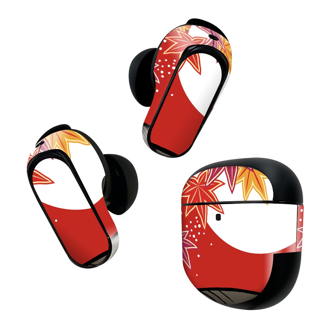 製品名 Bose QuietComfort Earbuds II 専用デザインスキンシール セット内容 Bose QuietComfort Earbuds II 専用シール　イヤホン（左右）3枚、充電ケース用シール 1枚AirPods第3世代専用です。第1?2世代、Proシリーズには対応していません。 商品特徴 再剥離性シートを素材に採用し、細かな位置調整がしやすく貼り直しが容易です。また、エアフリーでもありますので気泡が簡単に逃げるので、キレイに貼ることができます。専用の業務プリンターを使い、商品画像と遜色のない美しい印刷仕上がり。 注意事項 画像はサンプルですので、ご覧の環境によっては多少色味に違いを感じる場合がございます。 イメージと違った、モニターと色味が異なるという理由での交換や返金はご対応出来かねます。スキンシールのみの販売で、機器本体や充電ケース本体は付属しません。シワができた場合、ドライヤーなどで軽く温め、外側に向けてシワを伸ばすように貼ってください。初回貼付時の位置調整や貼り直しは可能ですが、しっかりと押し付けて接着させた後の再剥離、再利用は保証しておりません。また接着部に油分や汚れが付着しますと角の部分は剥がれやすくなりますので、貼付時はあまり触れないようにご注意ください。無地のセミグロスシートにデザインをプリントした商品で、デコなどの加工はございません。 凹凸や光沢があるように見えたり布地や金属を素材にしたように見える商品もありますが、デザインの図版によるものです。印刷時に微妙な画像のズレが生じる場合がございます。ご注文後に1点1点制作する受注生産品の為、不良品以外のご返品や交換は固くお断りします。 商品発送 完全受注生産のハンドメイド商品となりますので、既製品と比べて発送までお時間を頂いています。 基本的に決済確認後2~3営業日、最大で10営業日での発送となります。繁忙期や休業日明けの場合はさらに時間がかかる場合があります。 その際には別途メールにてご連絡致します。メール便の場合、発送日から到着までに2?4日ほどかかる場合が多く、紛失などの保障もご対応できかねます。あらかじめご了承下さい。