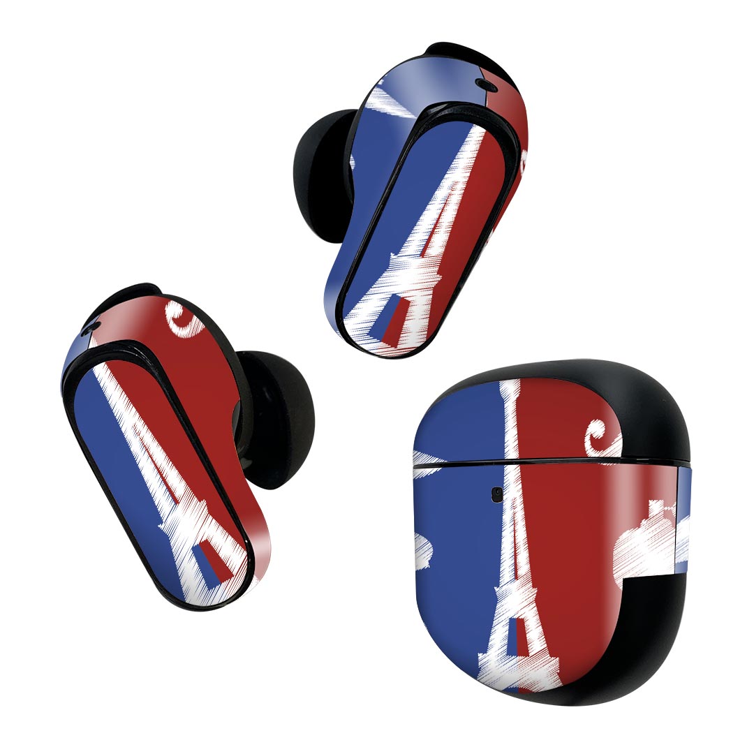 製品名 Bose QuietComfort Earbuds II 専用デザインスキンシール セット内容 Bose QuietComfort Earbuds II 専用シール　イヤホン（左右）3枚、充電ケース用シール 1枚AirPods第3世代専用です。第1?2世代、Proシリーズには対応していません。 商品特徴 再剥離性シートを素材に採用し、細かな位置調整がしやすく貼り直しが容易です。また、エアフリーでもありますので気泡が簡単に逃げるので、キレイに貼ることができます。専用の業務プリンターを使い、商品画像と遜色のない美しい印刷仕上がり。 注意事項 画像はサンプルですので、ご覧の環境によっては多少色味に違いを感じる場合がございます。 イメージと違った、モニターと色味が異なるという理由での交換や返金はご対応出来かねます。スキンシールのみの販売で、機器本体や充電ケース本体は付属しません。シワができた場合、ドライヤーなどで軽く温め、外側に向けてシワを伸ばすように貼ってください。初回貼付時の位置調整や貼り直しは可能ですが、しっかりと押し付けて接着させた後の再剥離、再利用は保証しておりません。また接着部に油分や汚れが付着しますと角の部分は剥がれやすくなりますので、貼付時はあまり触れないようにご注意ください。無地のセミグロスシートにデザインをプリントした商品で、デコなどの加工はございません。 凹凸や光沢があるように見えたり布地や金属を素材にしたように見える商品もありますが、デザインの図版によるものです。印刷時に微妙な画像のズレが生じる場合がございます。ご注文後に1点1点制作する受注生産品の為、不良品以外のご返品や交換は固くお断りします。 商品発送 完全受注生産のハンドメイド商品となりますので、既製品と比べて発送までお時間を頂いています。 基本的に決済確認後2~3営業日、最大で10営業日での発送となります。繁忙期や休業日明けの場合はさらに時間がかかる場合があります。 その際には別途メールにてご連絡致します。メール便の場合、発送日から到着までに2?4日ほどかかる場合が多く、紛失などの保障もご対応できかねます。あらかじめご了承下さい。