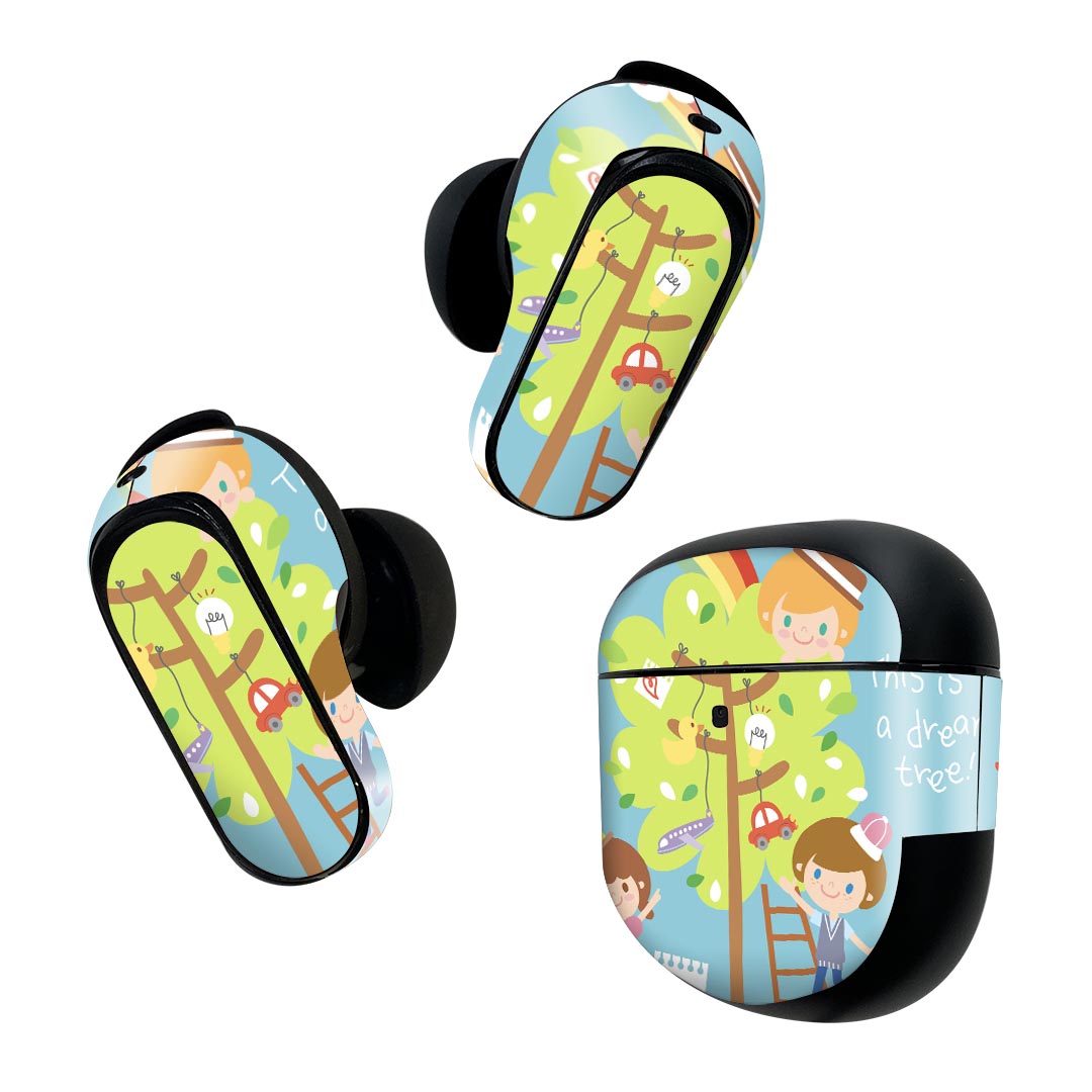 Bose QuietComfort Earbuds II 用 スキンシール ボーズ イヤバッズ2 用　ステッカー　本体3セット ケース1セット 保護 フィルム デコ キャラクター　イラスト 006287