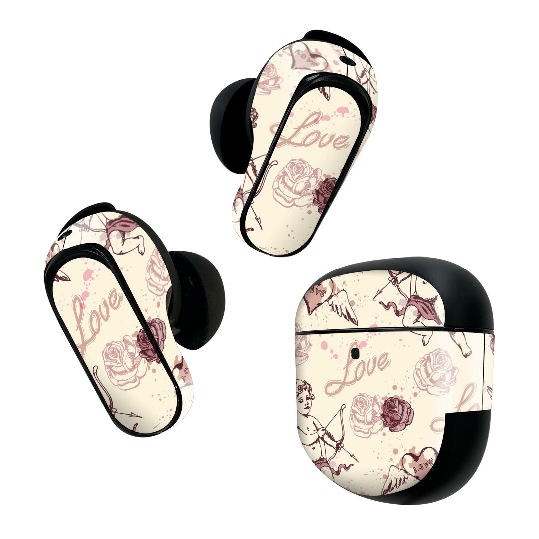 製品名 Bose QuietComfort Earbuds II 専用デザインスキンシール セット内容 Bose QuietComfort Earbuds II 専用シール　イヤホン（左右）3枚、充電ケース用シール 1枚AirPods第3世代専用です。第1?2世代、Proシリーズには対応していません。 商品特徴 再剥離性シートを素材に採用し、細かな位置調整がしやすく貼り直しが容易です。また、エアフリーでもありますので気泡が簡単に逃げるので、キレイに貼ることができます。専用の業務プリンターを使い、商品画像と遜色のない美しい印刷仕上がり。 注意事項 画像はサンプルですので、ご覧の環境によっては多少色味に違いを感じる場合がございます。 イメージと違った、モニターと色味が異なるという理由での交換や返金はご対応出来かねます。スキンシールのみの販売で、機器本体や充電ケース本体は付属しません。シワができた場合、ドライヤーなどで軽く温め、外側に向けてシワを伸ばすように貼ってください。初回貼付時の位置調整や貼り直しは可能ですが、しっかりと押し付けて接着させた後の再剥離、再利用は保証しておりません。また接着部に油分や汚れが付着しますと角の部分は剥がれやすくなりますので、貼付時はあまり触れないようにご注意ください。無地のセミグロスシートにデザインをプリントした商品で、デコなどの加工はございません。 凹凸や光沢があるように見えたり布地や金属を素材にしたように見える商品もありますが、デザインの図版によるものです。印刷時に微妙な画像のズレが生じる場合がございます。ご注文後に1点1点制作する受注生産品の為、不良品以外のご返品や交換は固くお断りします。 商品発送 完全受注生産のハンドメイド商品となりますので、既製品と比べて発送までお時間を頂いています。 基本的に決済確認後2~3営業日、最大で10営業日での発送となります。繁忙期や休業日明けの場合はさらに時間がかかる場合があります。 その際には別途メールにてご連絡致します。メール便の場合、発送日から到着までに2?4日ほどかかる場合が多く、紛失などの保障もご対応できかねます。あらかじめご了承下さい。
