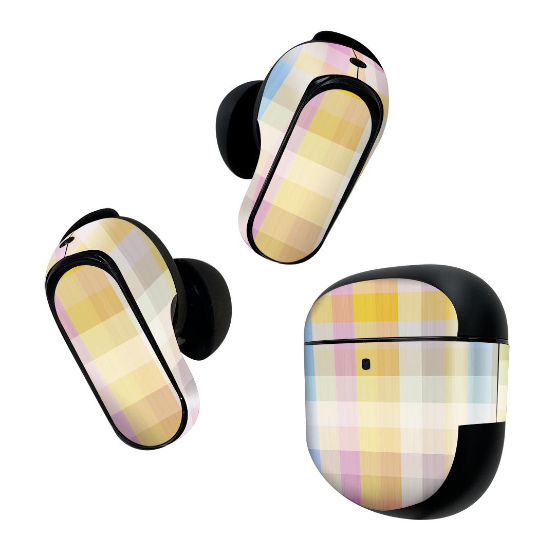Consumable Goods, Various Parts - Bose QuietComfort Earbuds II 用 スキンシール ボーズ イヤバッズ2 用　ステッカー　本体3セット ケース1セット 保護 フィルム デコ チェック　模様 006436