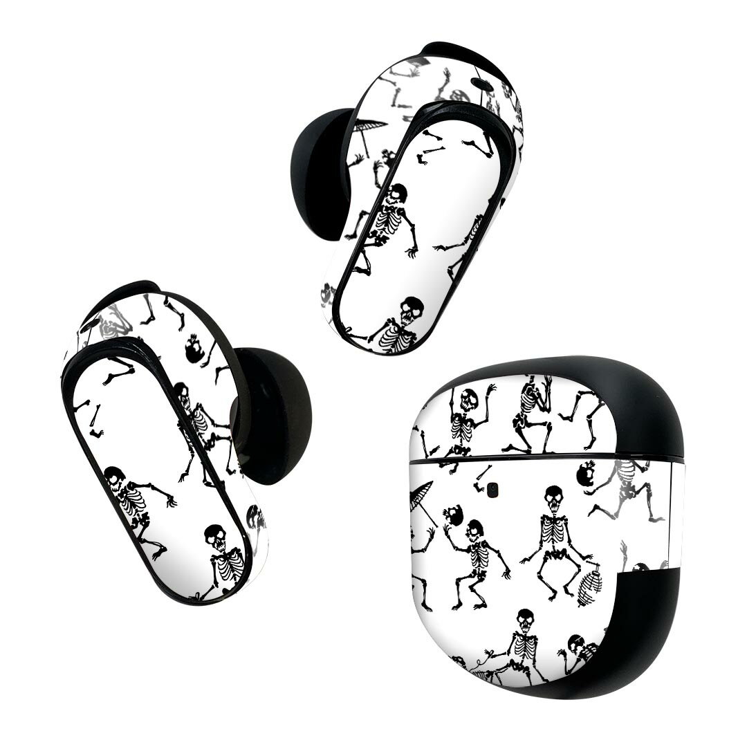 Bose QuietComfort Earbuds II 用 スキンシール ボーズ イヤバッズ2 用　ステッカー　本体3セット ケース1セット 保護 フィルム デコ 骸骨　ドクロ　イラスト 006496