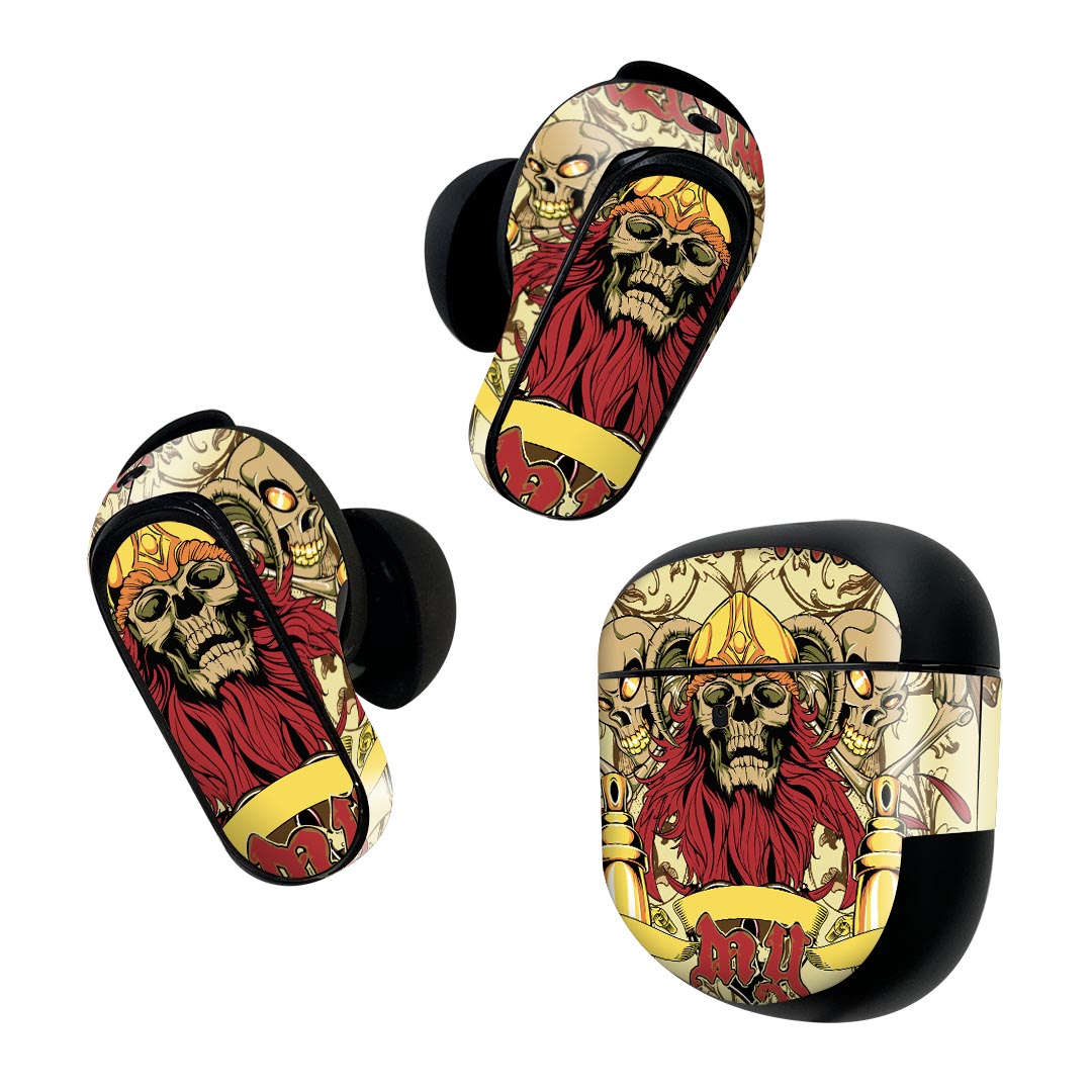製品名 Bose QuietComfort Earbuds II 専用デザインスキンシール セット内容 Bose QuietComfort Earbuds II 専用シール　イヤホン（左右）3枚、充電ケース用シール 1枚AirPods第3世代専用です。第1?2世代、Proシリーズには対応していません。 商品特徴 再剥離性シートを素材に採用し、細かな位置調整がしやすく貼り直しが容易です。また、エアフリーでもありますので気泡が簡単に逃げるので、キレイに貼ることができます。専用の業務プリンターを使い、商品画像と遜色のない美しい印刷仕上がり。 注意事項 画像はサンプルですので、ご覧の環境によっては多少色味に違いを感じる場合がございます。 イメージと違った、モニターと色味が異なるという理由での交換や返金はご対応出来かねます。スキンシールのみの販売で、機器本体や充電ケース本体は付属しません。シワができた場合、ドライヤーなどで軽く温め、外側に向けてシワを伸ばすように貼ってください。初回貼付時の位置調整や貼り直しは可能ですが、しっかりと押し付けて接着させた後の再剥離、再利用は保証しておりません。また接着部に油分や汚れが付着しますと角の部分は剥がれやすくなりますので、貼付時はあまり触れないようにご注意ください。無地のセミグロスシートにデザインをプリントした商品で、デコなどの加工はございません。 凹凸や光沢があるように見えたり布地や金属を素材にしたように見える商品もありますが、デザインの図版によるものです。印刷時に微妙な画像のズレが生じる場合がございます。ご注文後に1点1点制作する受注生産品の為、不良品以外のご返品や交換は固くお断りします。 商品発送 完全受注生産のハンドメイド商品となりますので、既製品と比べて発送までお時間を頂いています。 基本的に決済確認後2~3営業日、最大で10営業日での発送となります。繁忙期や休業日明けの場合はさらに時間がかかる場合があります。 その際には別途メールにてご連絡致します。メール便の場合、発送日から到着までに2?4日ほどかかる場合が多く、紛失などの保障もご対応できかねます。あらかじめご了承下さい。