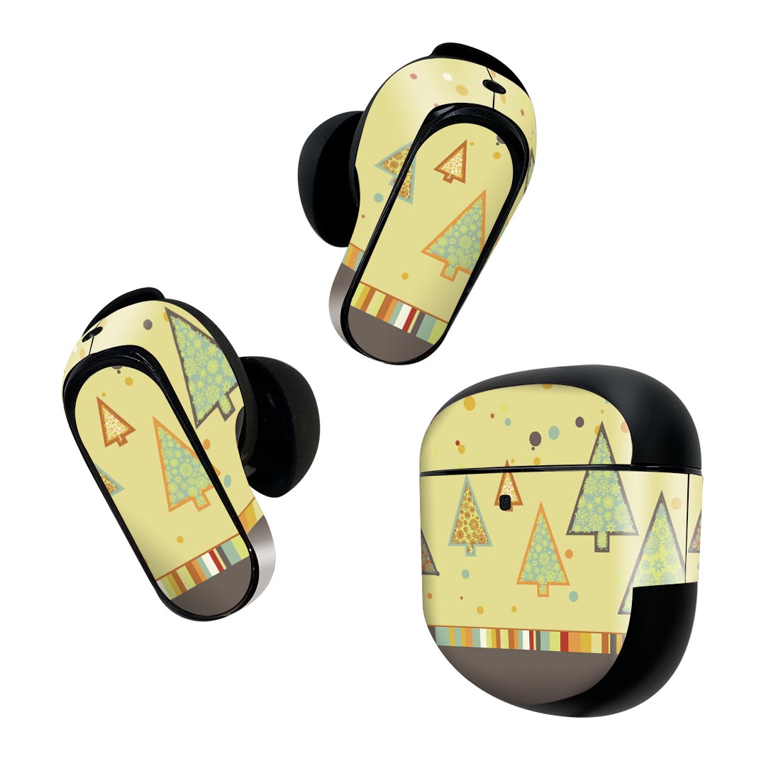 Bose QuietComfort Earbuds II 用 スキンシール ボーズ イヤバッズ2 用　ステッカー　本体3セット ケース1セット 保護 フィルム デコ 雪　結晶　イラスト 006703