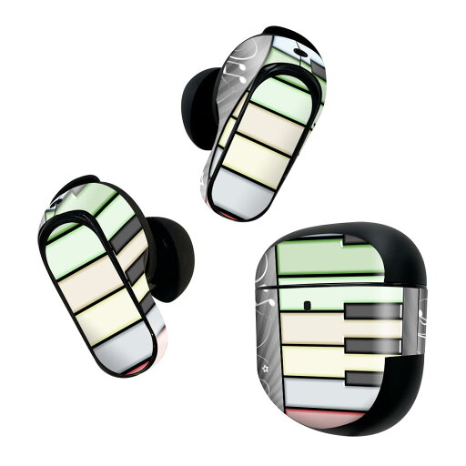 Bose QuietComfort Earbuds II 用 スキンシール ボーズ イヤバッズ2 用 ステッカー 本体3セット ケース1セット 保護 フィルム デコ ピアノ 音符 006715 Bose QuietComfort Earbuds II 用 スキンシール ボーズ イヤバッズ2 用 ステッカー 本体3セット ケース1セット 保護 フィルム デコ ピアノ 音符 006715