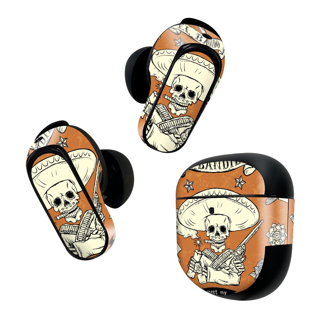 製品名 Bose QuietComfort Earbuds II 専用デザインスキンシール セット内容 Bose QuietComfort Earbuds II 専用シール　イヤホン（左右）3枚、充電ケース用シール 1枚AirPods第3世代専用です。第1?2世代、Proシリーズには対応していません。 商品特徴 再剥離性シートを素材に採用し、細かな位置調整がしやすく貼り直しが容易です。また、エアフリーでもありますので気泡が簡単に逃げるので、キレイに貼ることができます。専用の業務プリンターを使い、商品画像と遜色のない美しい印刷仕上がり。 注意事項 画像はサンプルですので、ご覧の環境によっては多少色味に違いを感じる場合がございます。 イメージと違った、モニターと色味が異なるという理由での交換や返金はご対応出来かねます。スキンシールのみの販売で、機器本体や充電ケース本体は付属しません。シワができた場合、ドライヤーなどで軽く温め、外側に向けてシワを伸ばすように貼ってください。初回貼付時の位置調整や貼り直しは可能ですが、しっかりと押し付けて接着させた後の再剥離、再利用は保証しておりません。また接着部に油分や汚れが付着しますと角の部分は剥がれやすくなりますので、貼付時はあまり触れないようにご注意ください。無地のセミグロスシートにデザインをプリントした商品で、デコなどの加工はございません。 凹凸や光沢があるように見えたり布地や金属を素材にしたように見える商品もありますが、デザインの図版によるものです。印刷時に微妙な画像のズレが生じる場合がございます。ご注文後に1点1点制作する受注生産品の為、不良品以外のご返品や交換は固くお断りします。 商品発送 完全受注生産のハンドメイド商品となりますので、既製品と比べて発送までお時間を頂いています。 基本的に決済確認後2~3営業日、最大で10営業日での発送となります。繁忙期や休業日明けの場合はさらに時間がかかる場合があります。 その際には別途メールにてご連絡致します。メール便の場合、発送日から到着までに2?4日ほどかかる場合が多く、紛失などの保障もご対応できかねます。あらかじめご了承下さい。